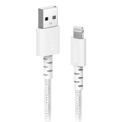 Cable cargador trenzado USB-A a Lightning 0.9M blanco