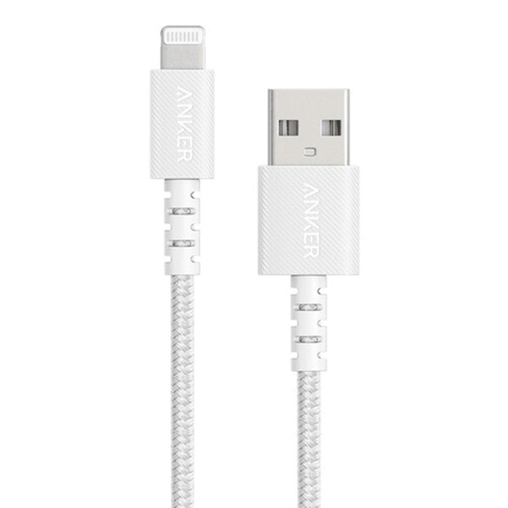 Cable cargador trenzado USB-A a Lightning 0.9M blanco