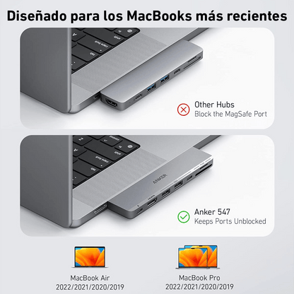 Multipuerto para MackBook Anker 547 USB-C (7-in-2) Gris